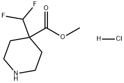 4-Piperidinecarboxylic acid, 4-(difluoromethyl)-, methyl ester, hydrochloride (1:1) Struktur